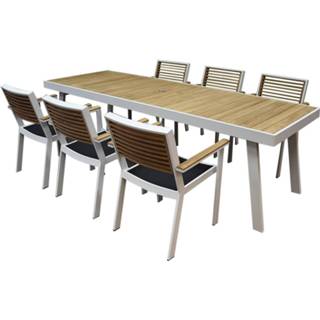 👉 Tuinset wit aluminium active York dining 260x90xH77 cm 7-delig