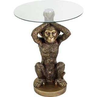 👉 Bijzettafel goud polyresin rond Circus Baroque active Monkey 4030673482069