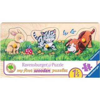 👉 Puzzel nederlands Houten Puzzels baby's Schattige Babydieren (3 stukjes) 4005556032037