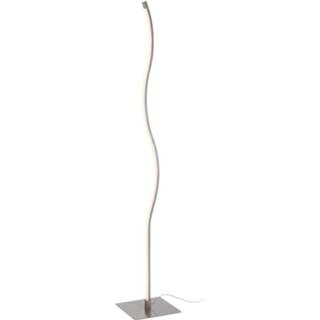 👉 Vloerlamp mat nikkel LED 1367-012 binnen golfvorm met dimmer