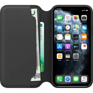 👉 Zwart unisex unicolor leather leer Folio Booktype voor iPhone 11 Pro - 190199288379