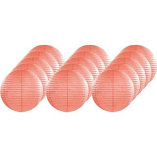 👉 Lampion roze 15x Luxe bol lampionnen zalm 25 cm
