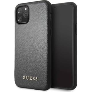 👉 Beschermfolie zwart waardig kunstleer backcover hoes Guess - iPhone 11 Pro Max + Lunso 9145425550264