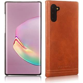 👉 Cognac echt leer backcover hoes bruin Pierre Cardin - lederen Samsung Galaxy Note 10 9145425550295