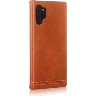 👉 Cognac echt leer backcover hoes bruin Pierre Cardin - lederen Samsung Galaxy Note 10 Plus 9145425550325