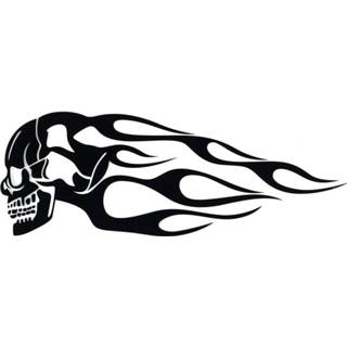 👉 2pcs 13.5x5inch Universal Motorcycle Gas Tank Flames Skull Badge Decal Sticker
