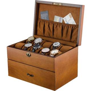 👉 Watch 20 Slot Double Layer Wooden Case Display Jewelry Storage Box With Lock