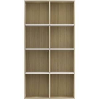 👉 Boeken kast active wit Boekenkast/dressoir 66x30x130 cm spaanplaat en eikenkleurig 8719883673196