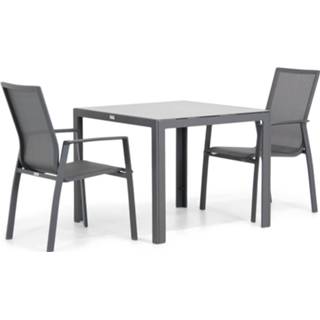 Tuinset antracite dining sets grijs-antraciet Lifestyle Ultimate/Mondello 90 cm 3-delig