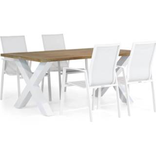 👉 Tuinset wit dining sets Lifestyle Ultimate/Cardiff 180 cm 5-delig