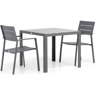 Tuinset aluminium anthracite dining sets grijs-antraciet Lifestyle Stella/Varano 90 cm 3-delig