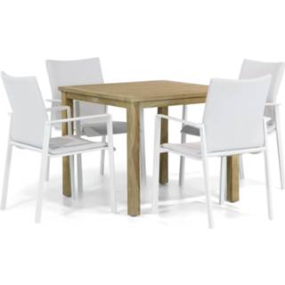 👉 Tuinset wit dining sets Lifestyle Rome/Weston 90 cm 5-delig