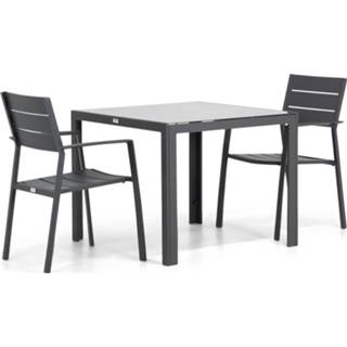 👉 Tuinset aluminium anthracite dining sets grijs-antraciet Lifestyle Stella/Mondello 90 cm 3-delig