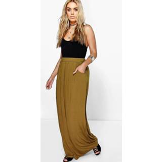 👉 Plus Pocket Front Jersey Maxi Skirt, Olive