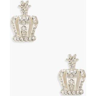 Crown Diamante Stud Earrings, Silver