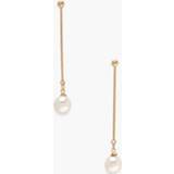 Bar Drop Pearl Earrings, Gold