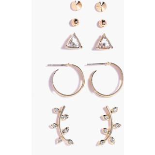 👉 One Size goud vrouwen pack Ear Cuff & Stud 5 Earring Set