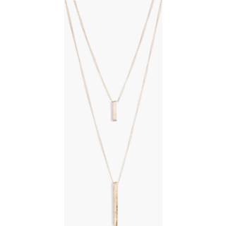 👉 Lobster clasp fastening onesize vrouwen One Size goud Double Bar Layered Necklace