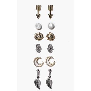 Arrow And Moon Mixed Stud Earring Set, Multi