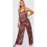 👉 Vrouwen bruin Plus Gemma Collins Chiffon Leopard Lace Trim PJ Set