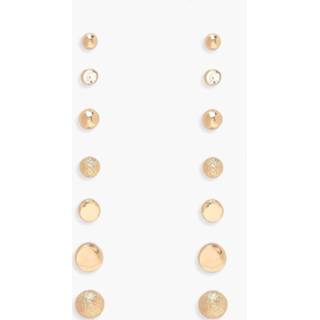 Simple Multi Stud Earring 7 Pack, Gold