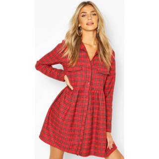 👉 Skater dress vrouwen Flannel Pocket Detail