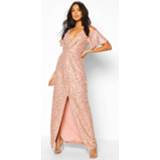 👉 Occasion Sequin Knot Front Maxi Dress, Blush