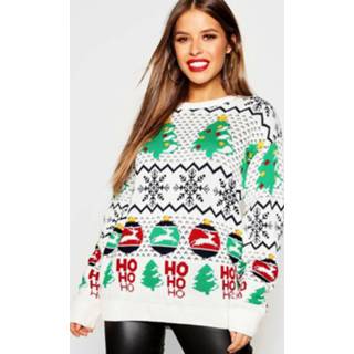 Petite Novelty Ho Ho Ho Christmas sweater, Ecru