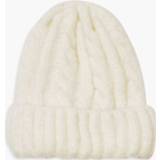 👉 Beanie wit One Size vrouwen Chunky Mixed Marl Cable Knit Beanie, White