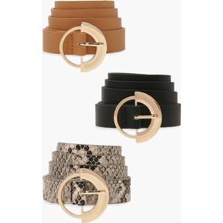 3 Pack Ring Detail Buckle Belt, Multi