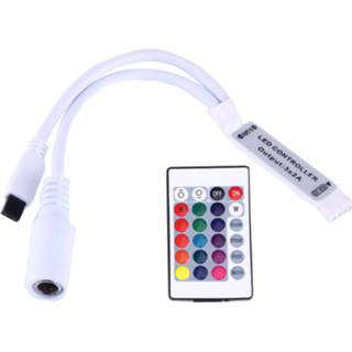 Afstandsbediening wit active Mini RGB LED-controller met 24-toetsen afstandsbediening, DC 5-24V (wit) 6922736059302