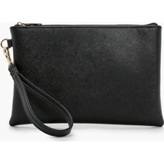 👉 Cross Hatch Zip top Clutch Bag, Black