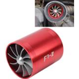 👉 Rood active F1-Z Auto Roestvrij Universeel Supercharger Dual Dubbel Turbine Luchtinlaat Fuel Saver Turbo Turboing Charger Ventilator Set kit (Rood) 6922731143808