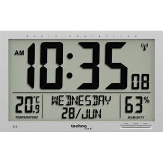 👉 Wandklok zilver groot Techno Line WS 8013 Zendergestuurd 369 mm x 270 24 display 4029665080130
