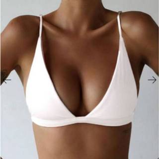 👉 Bikini wit vrouwen Zomer Sexy bikini's badpak hoog getailleerde Halter push-up zwemmen Padded beha Bralette badmode Size:M(WHITE) 8212099120718