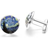 Manchetknoop goud kristal glas mannen 1 paar Fashion Van Gogh kunst schilderij serie Manchetknopen Starry nacht Cabochon Cufflinks(Gold) 8212099137501