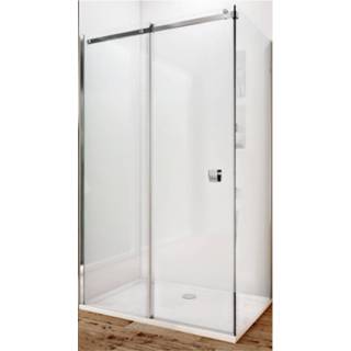 👉 Douchecabine glas chroom Lacus Pantella met Schuifdeur en Vaste Zijwand Helder Anti-Kalk (alle maten) 8719304705116