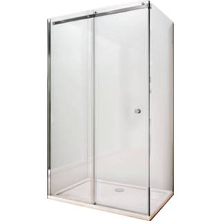 👉 Douchecabine glas chroom Lacus Pantella Round met Schuifdeur en Vaste Zijwand Helder Anti-Kalk (alle maten) 8719304705253