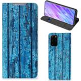 👉 Portemonnee blauw Samsung Galaxy S20 Plus Book Wallet Case Wood Blue 8720215371123