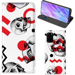 👉 Rood Mobiel BookCase Samsung Galaxy S20 Plus Skull Red 8720215437522