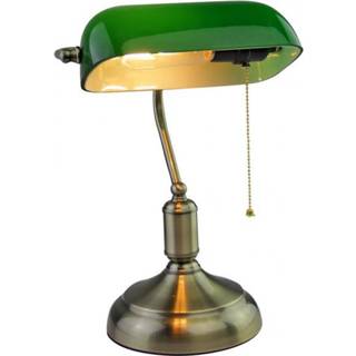 👉 Groene glas metaal + Bankierslamp met bakeliet kap E27 fitting 3800157626071