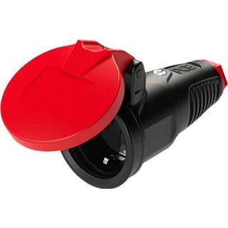 👉 Koppeling zwart rood rubber PCE 2522-sr met randaarde Massief rubber, Thermoplast 250 V Zwart, IP54 9003399465284