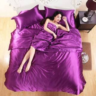 👉 Beddengoed roze satijn zijde textiel Puur set Home bed Bedclothes Dekbedovertrek cover blad kussenslopen grootte: 1.5 m vierdelige (roze) 8733253296556
