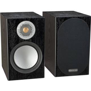 👉 Boekenplankspeaker zwart zilver Monitor Audio: Silver 50 Boekenplank Speakers 2 stuks - Black Oak 5060028978908