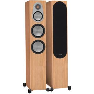 👉 Luidspreker zilver naturel Monitor Audio: Silver 300 Vloerstaande Speakers 2 stuks - Natural Oak