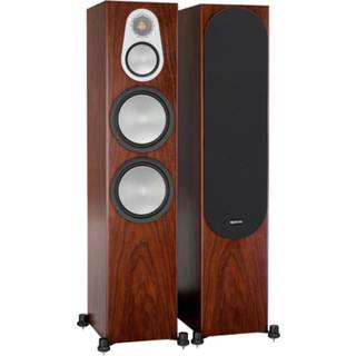 👉 Luidspreker zilver walnut Monitor Audio: Silver 500 Vloerstaande Speakers 2 stuks -