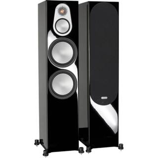 👉 Luidspreker zwart zilver piano black Monitor Audio: Silver 500 Vloerstaande Speakers 2 stuks - High Gloss