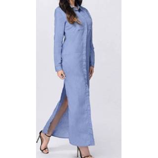 👉 Shirtjurk blauw s Herfst en winter lange mouw shirt-jurk maat: (blauw) 8733253303810