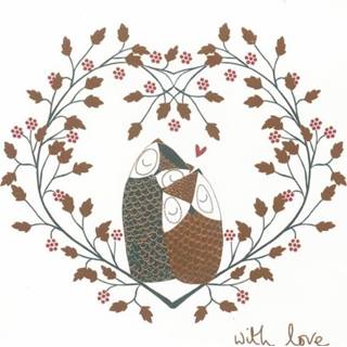 👉 Kerstkaart active Kerstkaarten Woodmansterne - 2 Uilen in Hart (Set van 3) 5015877392108