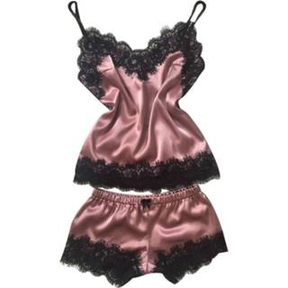 👉 Pyjama geel l Sexy Split Lace Sling Home service set grootte: (licht geel) 8733253275902